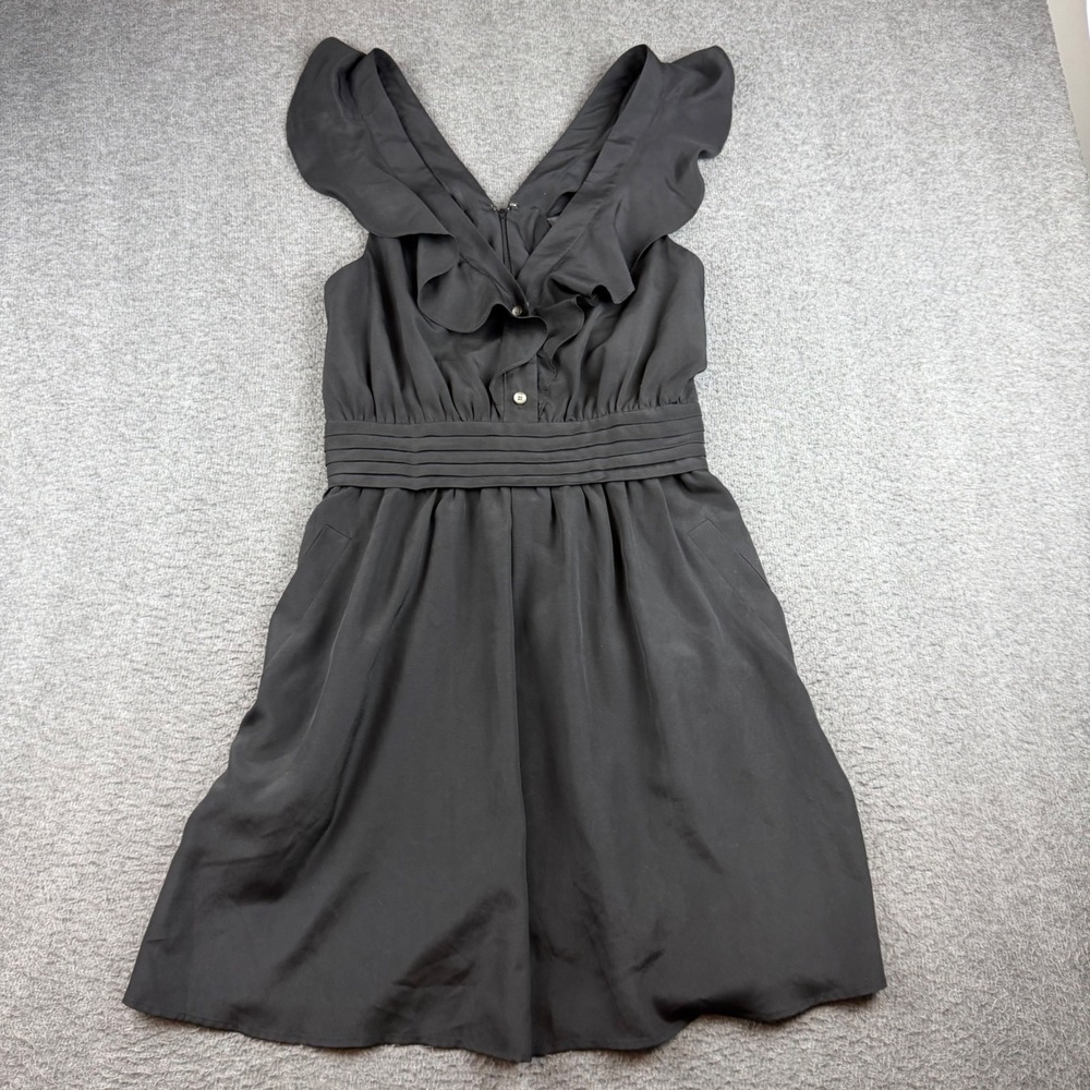 BCBGeneration‎ Romper Women's 10 Black Ruffle V-Neck Pleated Waist Sleeveless